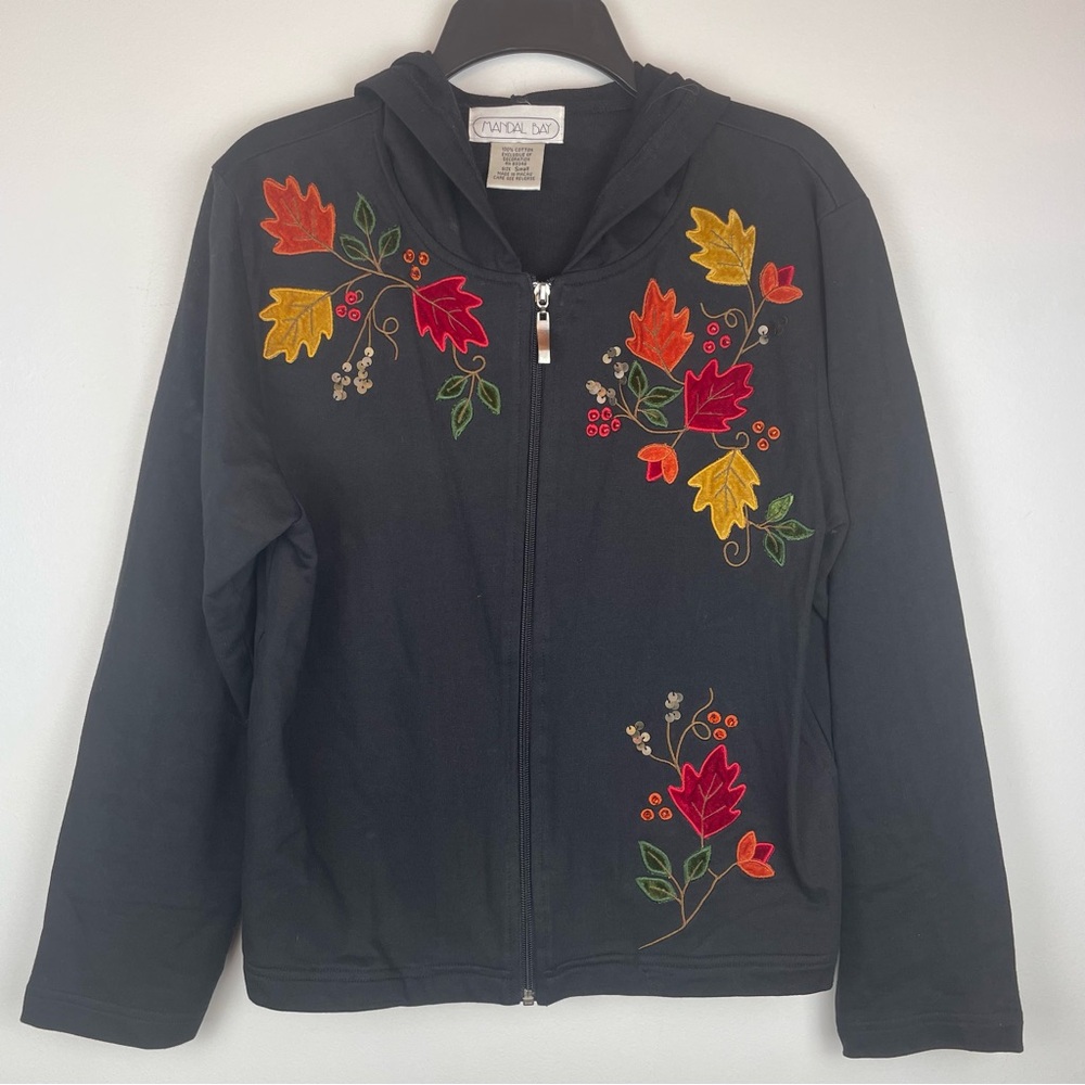 Vivid Day Black Embroidered Women's Jacket